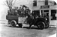 Walter Hard in front of his store